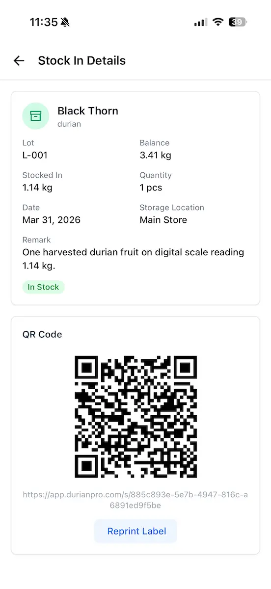 DurianPro 入库称重界面