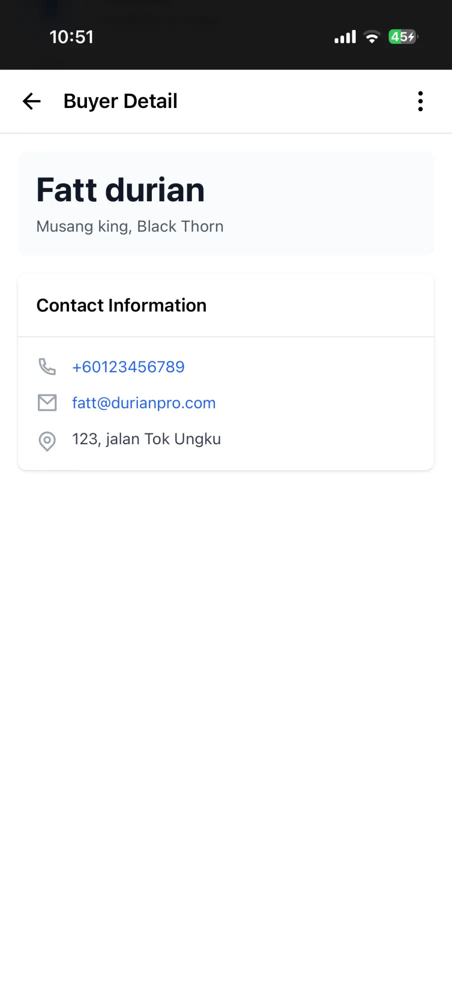 Buyer management screen in DurianPro