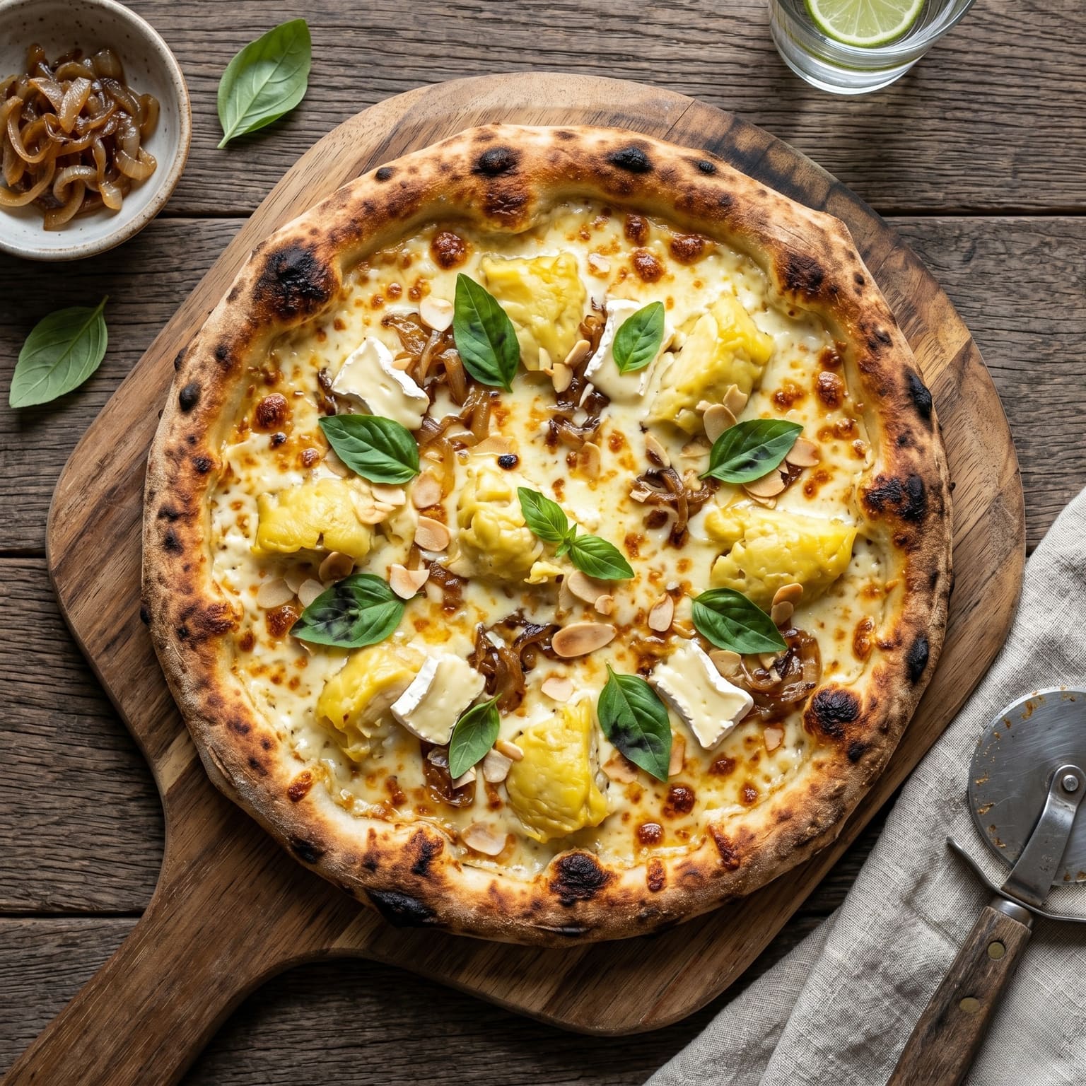 Durian pizza with melted cheese